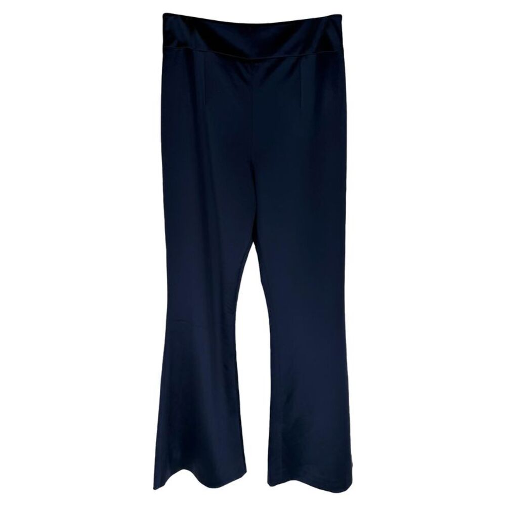Galvan Martha Hunt Sculpted Flared Trousers in Navy Blue Acetate